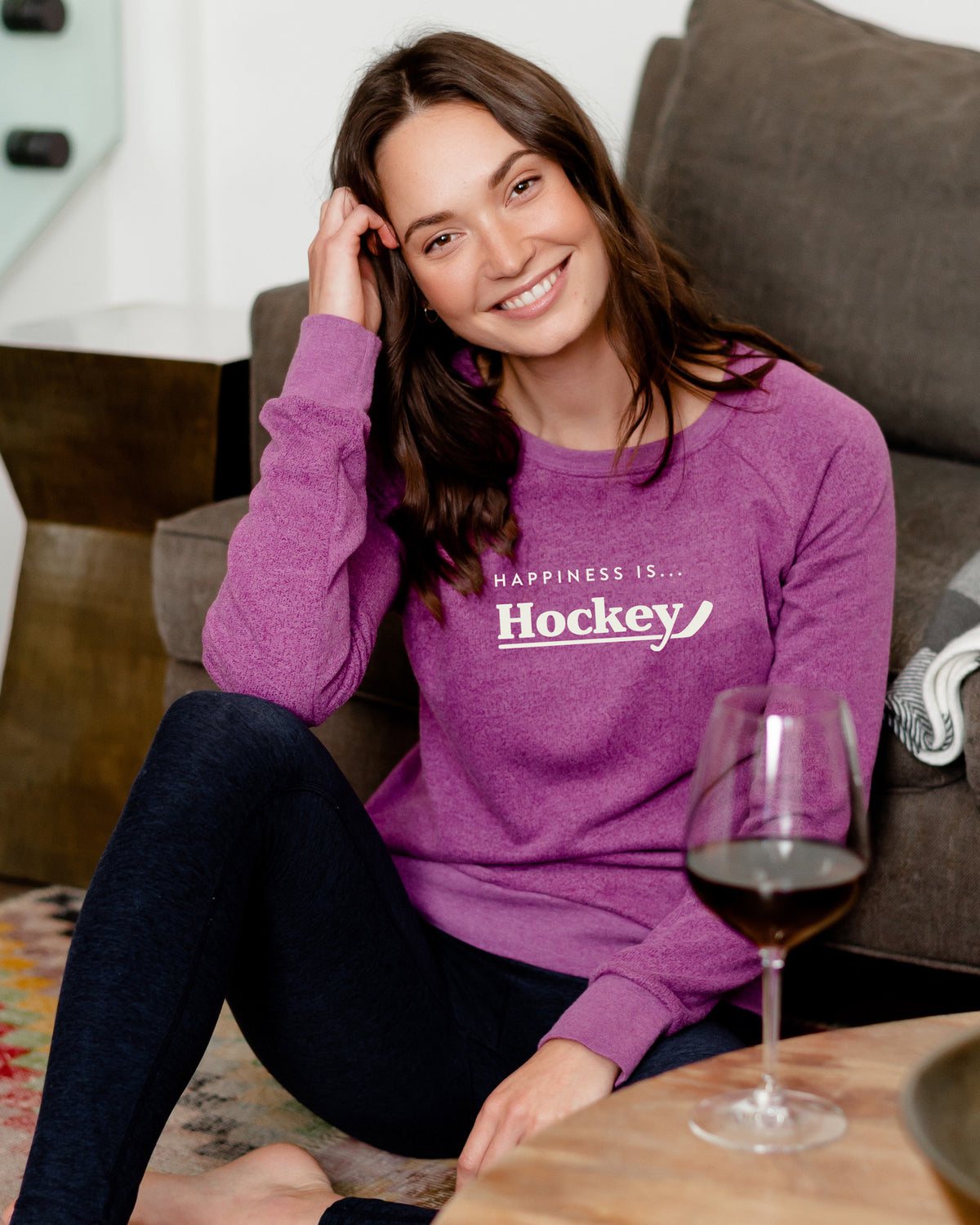 Women&#39;s Hockey Crew Sweatshirt, Plum