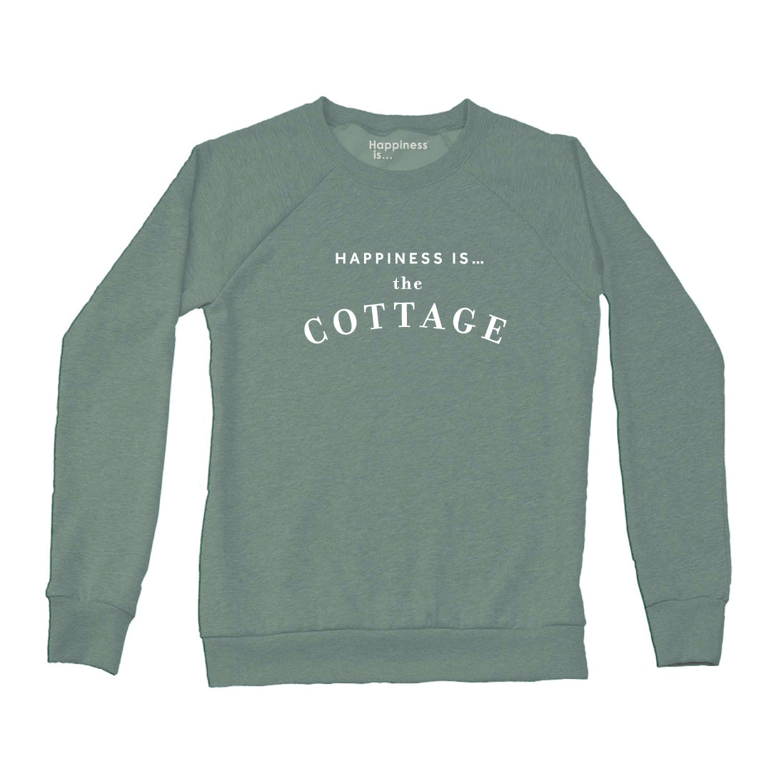 Women&#39;s Happiness is the Cottage Crew Sweatshirt Sage