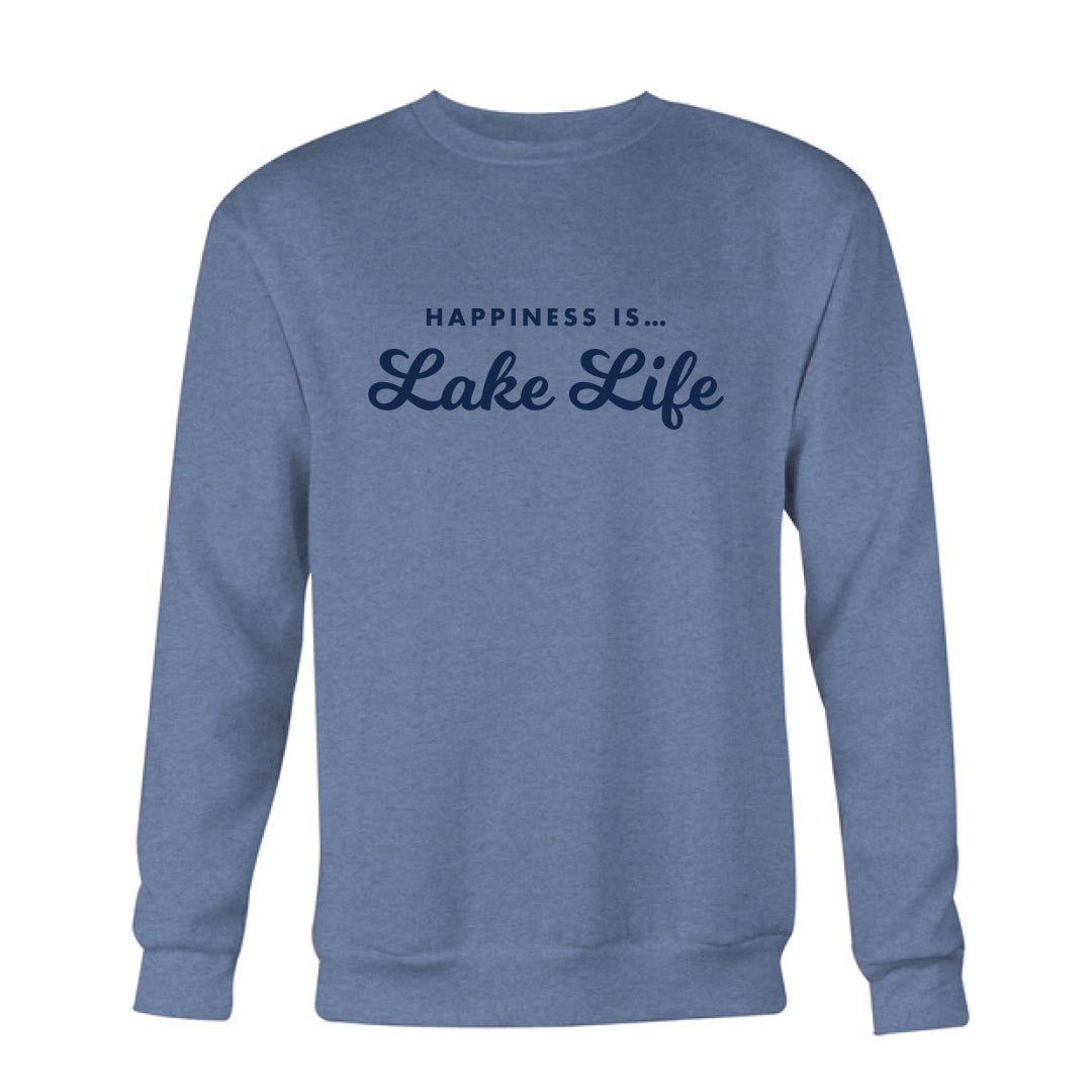 Men&#39;s Lake Life Crew Sweatshirt, Heather Navy
