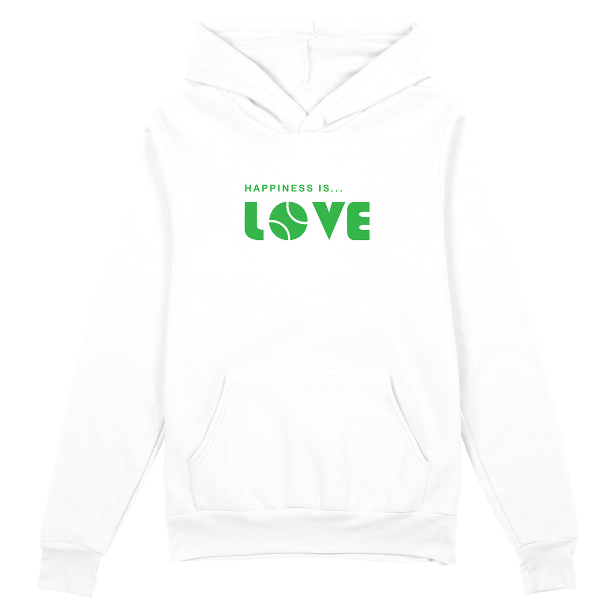 Unisex Tennis Love Hoodie, White with Green