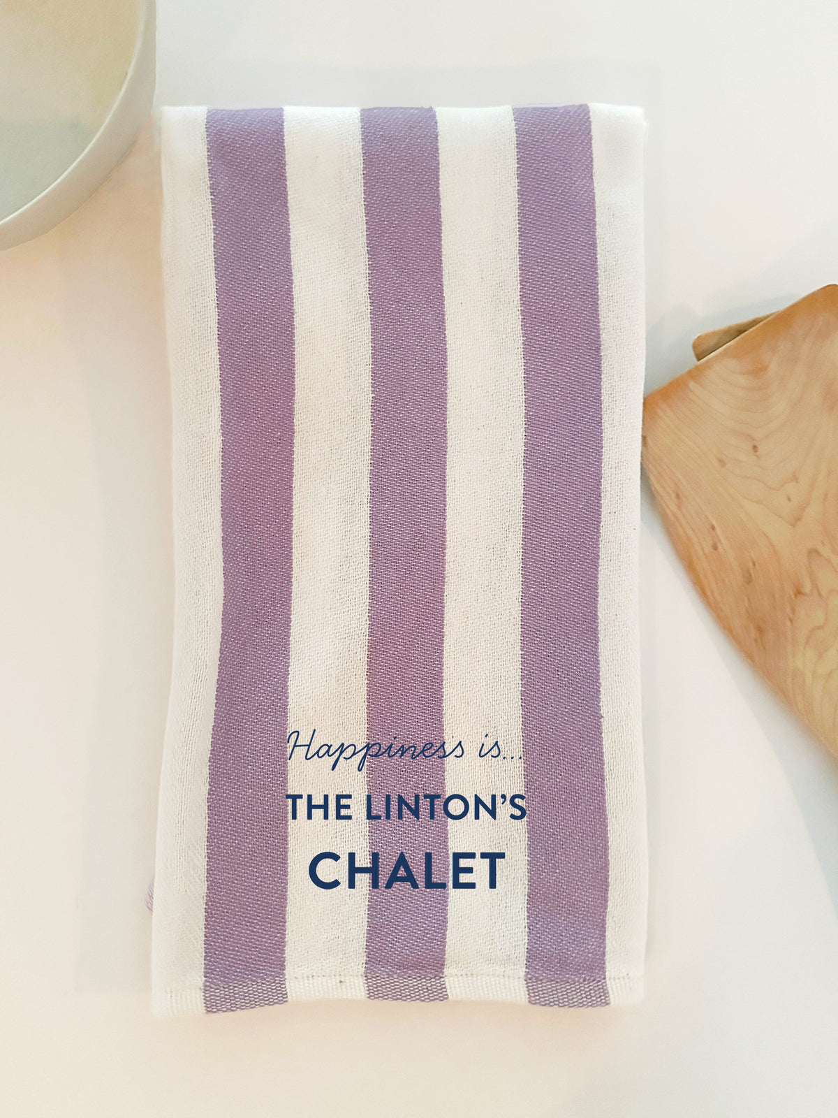 Custom Tea/Hand Towel, Striped Lilac