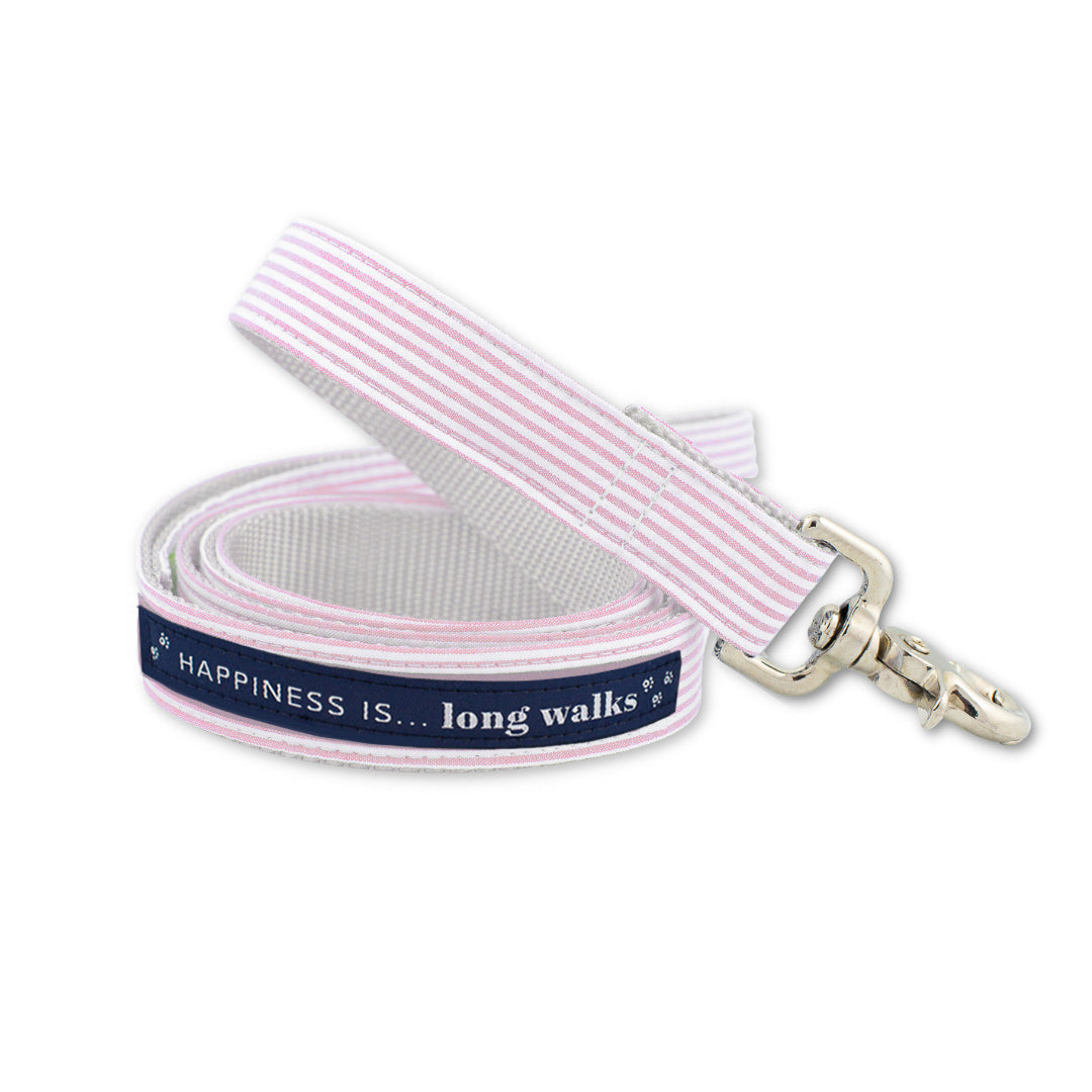 Dog Long Walks Striped Pink Leash