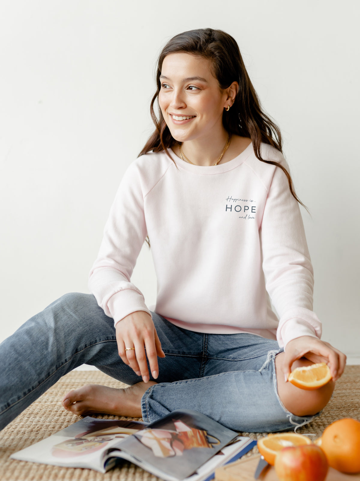 Women&#39;s Hope &amp; Love Crew Sweatshirt, Ballet Pink