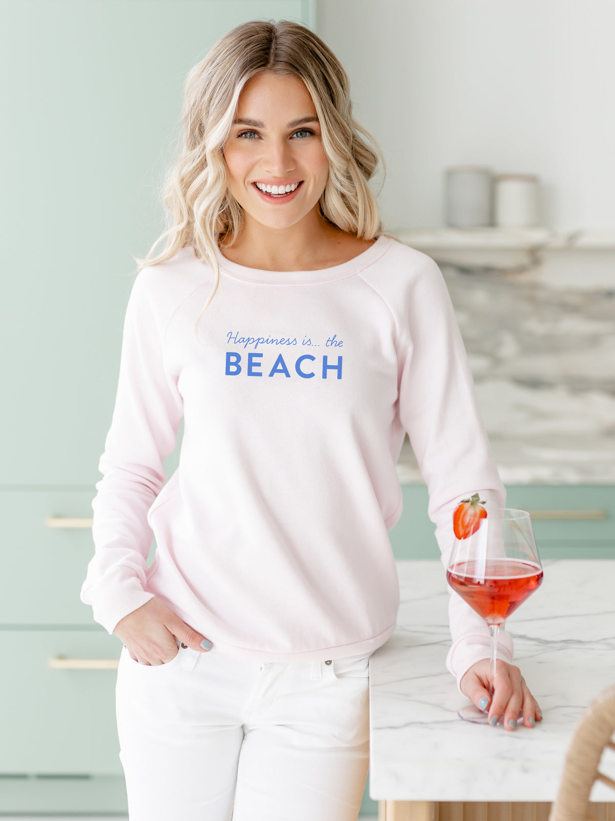 Women&#39;s Beach Bold Crew Sweatshirt, Ballet Pink