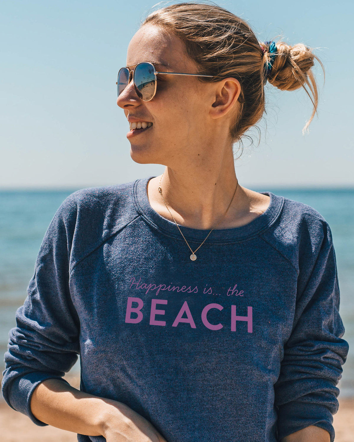 Women&#39;s Beach Bold Crew Sweatshirt, Heather Navy