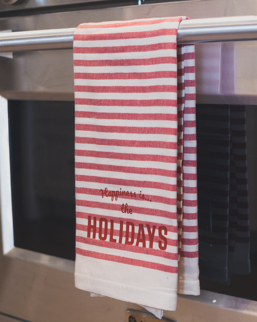 Tea Towel Holiday Striped, Red