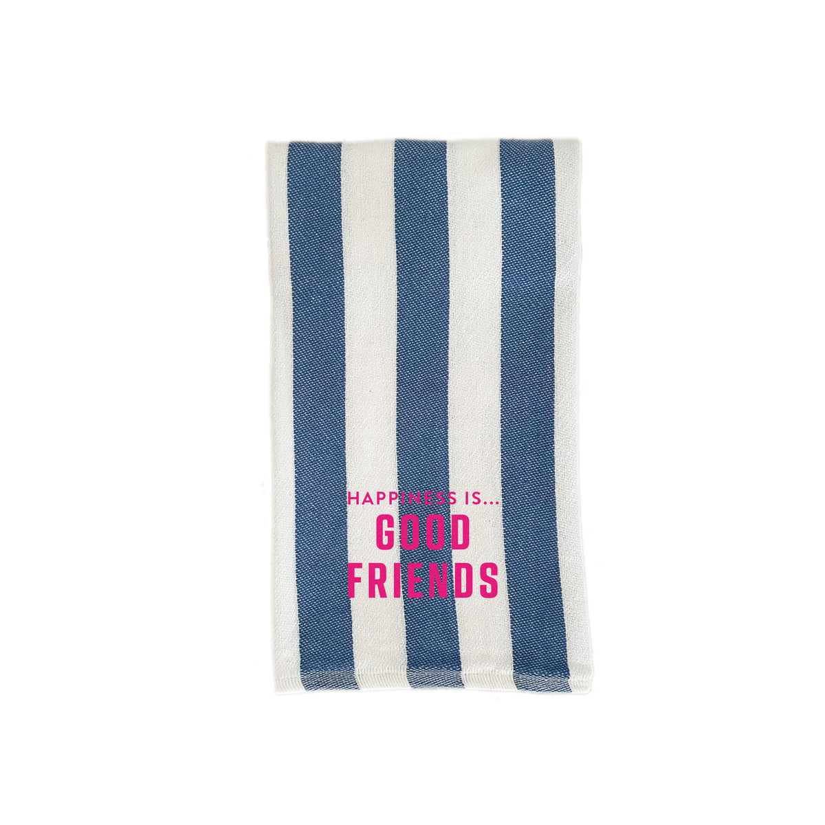 Tea/Hand Towel Good Friends, Striped Blue with hot pink