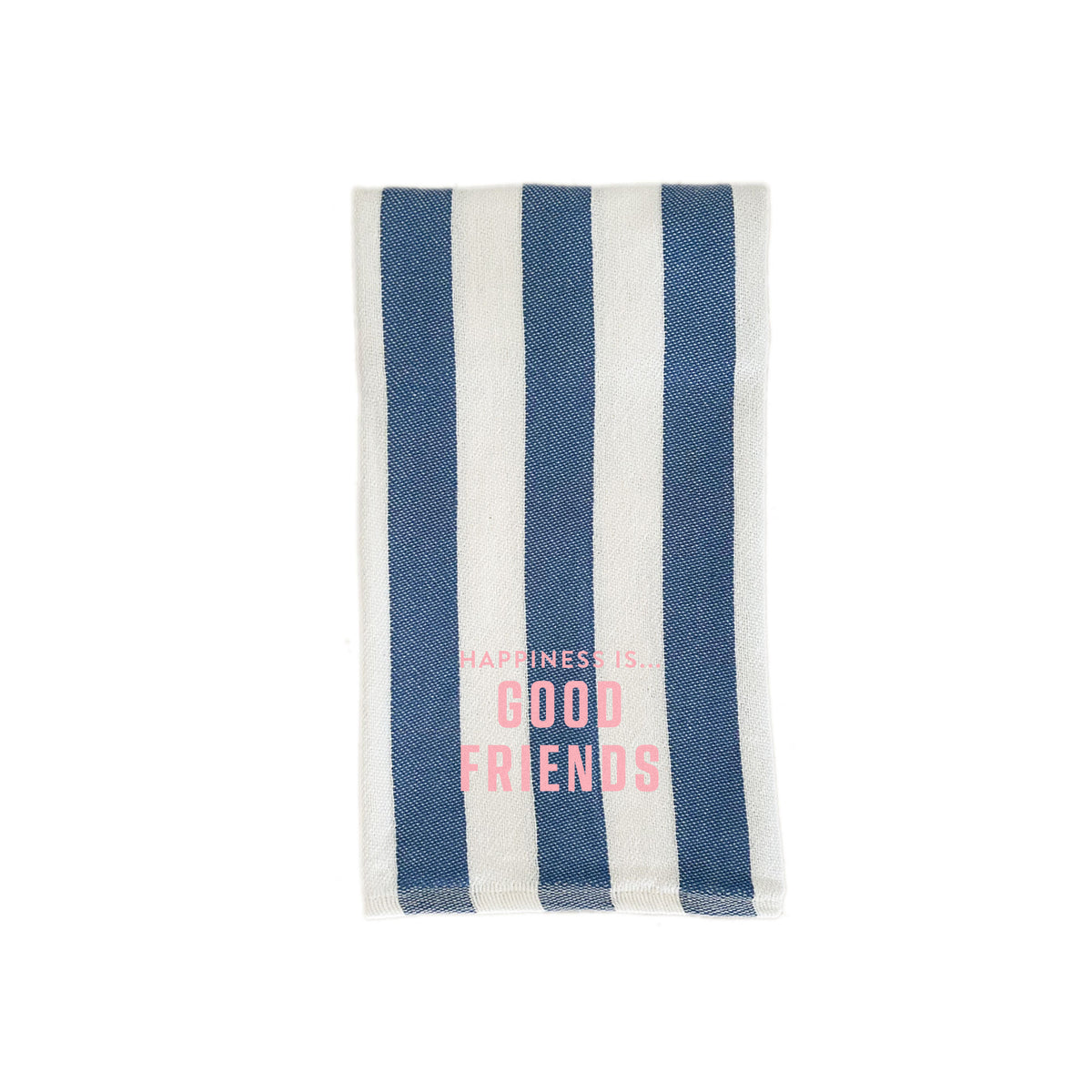 Tea/Hand Towel Good Friends, Striped Blue with shell Pink