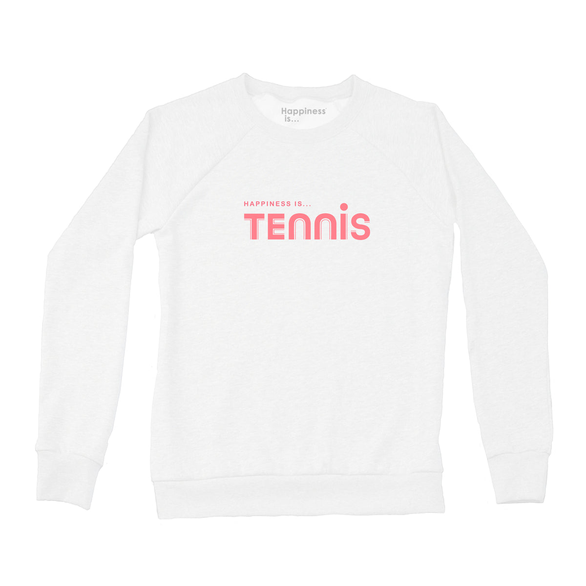 Women&#39;s Tennis Crew Sweatshirt, White with Coral