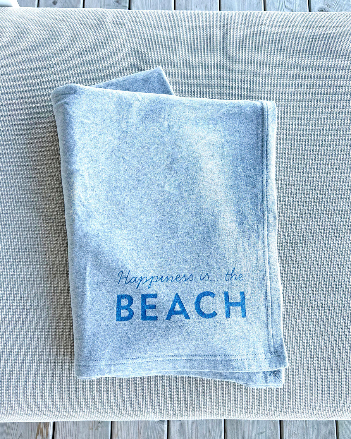 Everywhere Throw Blanket: Beach, Heather Grey with Blue