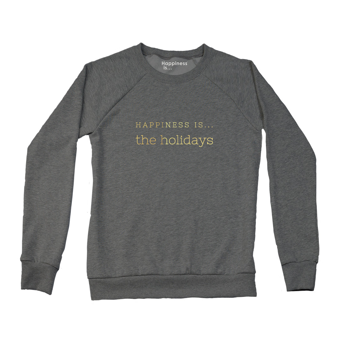 Women&#39;s Holiday Crew Sweatshirt, Charcoal with Gold Foil