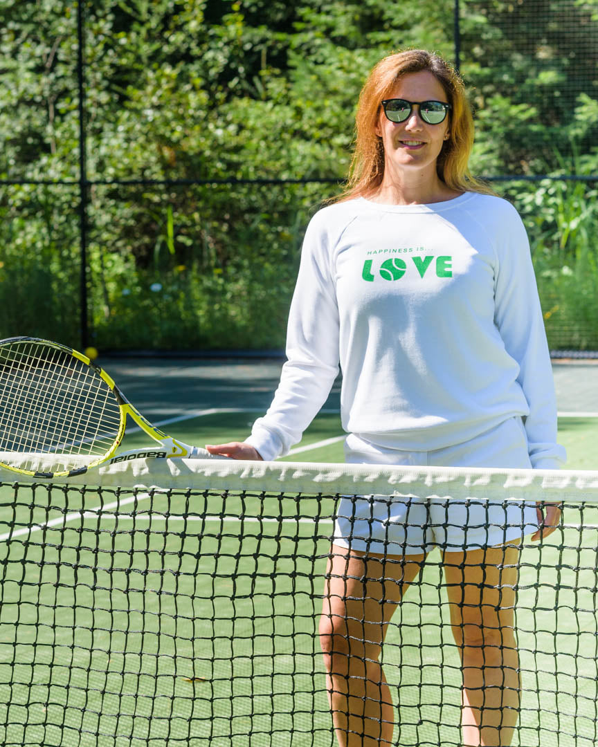 Women&#39;s Tennis Love Crew Sweatshirt, White