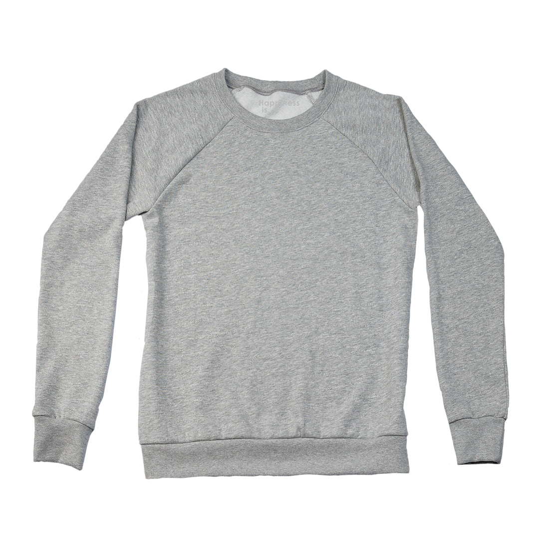 Women's Plain Crew Sweatshirt, Heather Grey - Happiness Is...