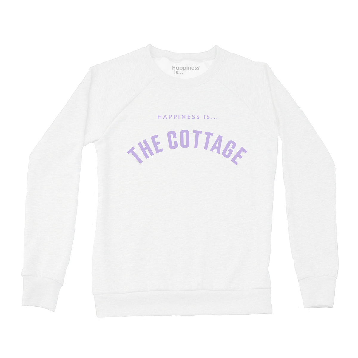 Women&#39;s Cottage Collegiate Crew Sweatshirt, White with Lilac