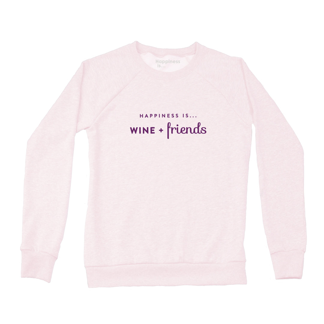 Women&#39;s Wine &amp; Friends Crew Sweatshirt, Ballet Pink