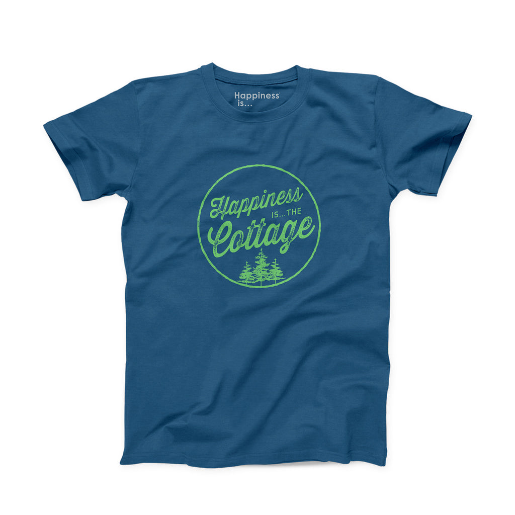 Men's Cottage T-Shirt, Sea Blue - Happiness Is