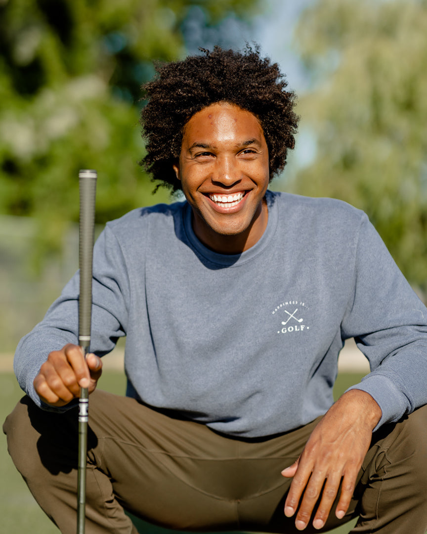 Men&#39;s Golf Crew Sweatshirt, Heather Navy