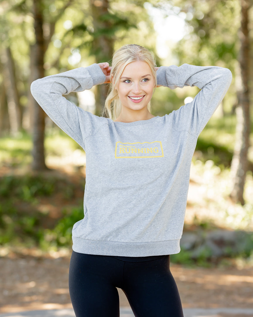 Women&#39;s Running Crew Sweatshirt, Heather Grey