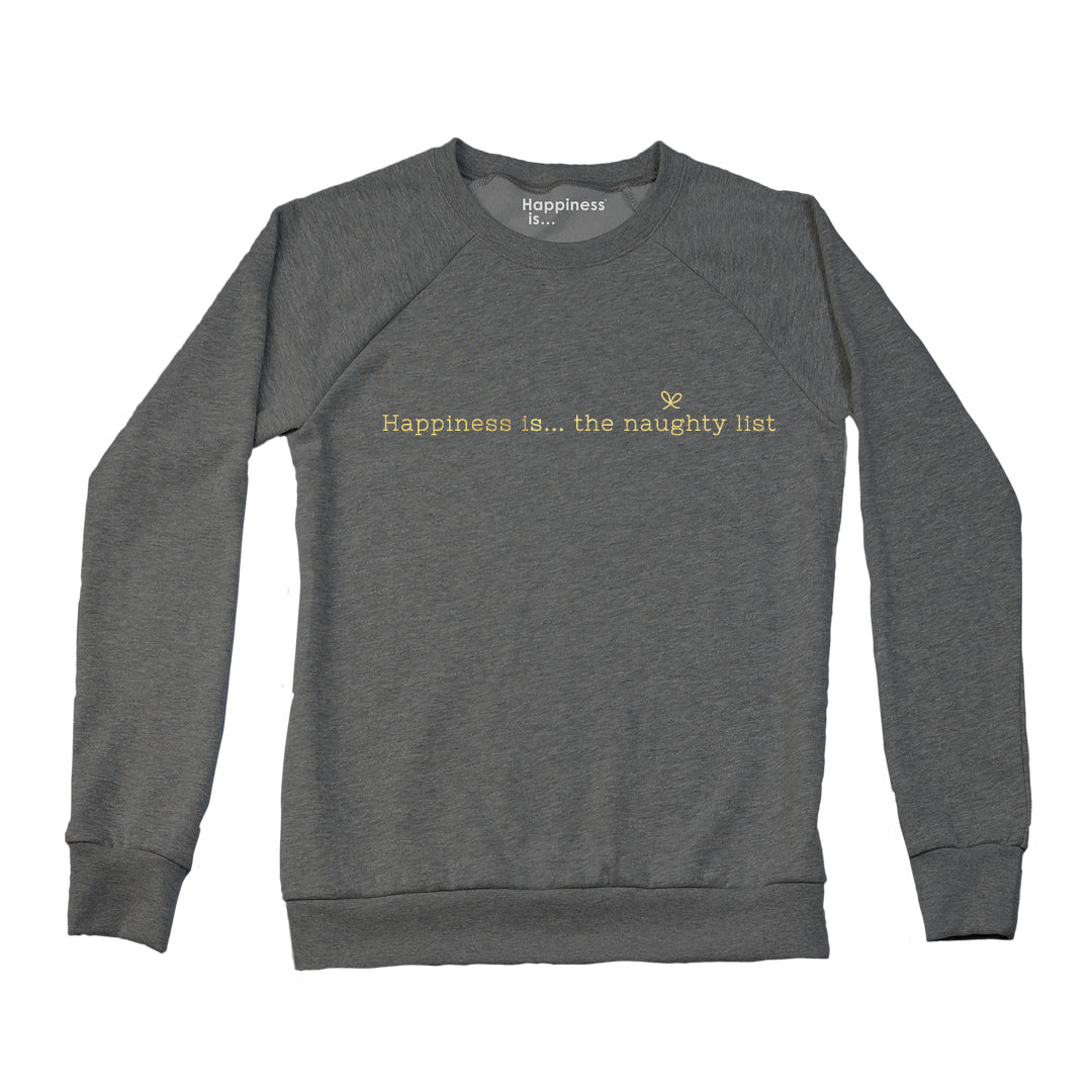 Women&#39;s Naughty List Crew Sweatshirt, Charcoal with Gold