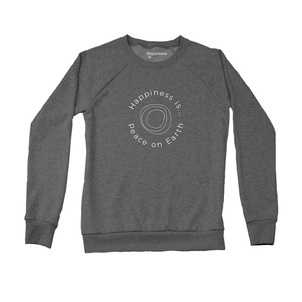 Women's Peace Crew Sweatshirt, Charcoal - Happiness Is...