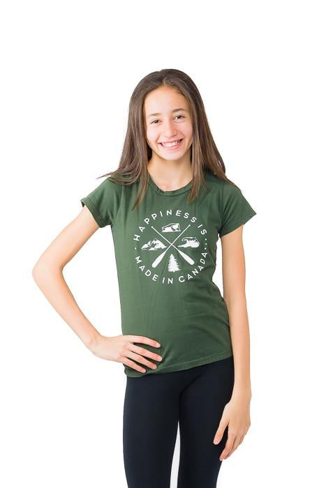 Youth Girl&#39;s Crest T-Shirt, Forest Green