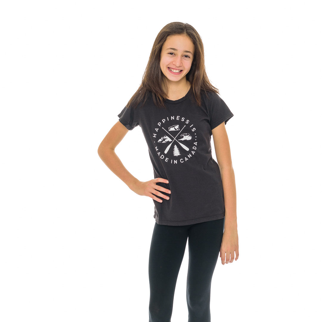 Youth Girl&#39;s Crest T-Shirt, Vintage Black
