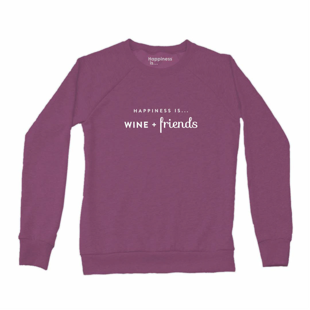 Women&#39;s Wine &amp; Friends Crew Sweatshirt, Plum