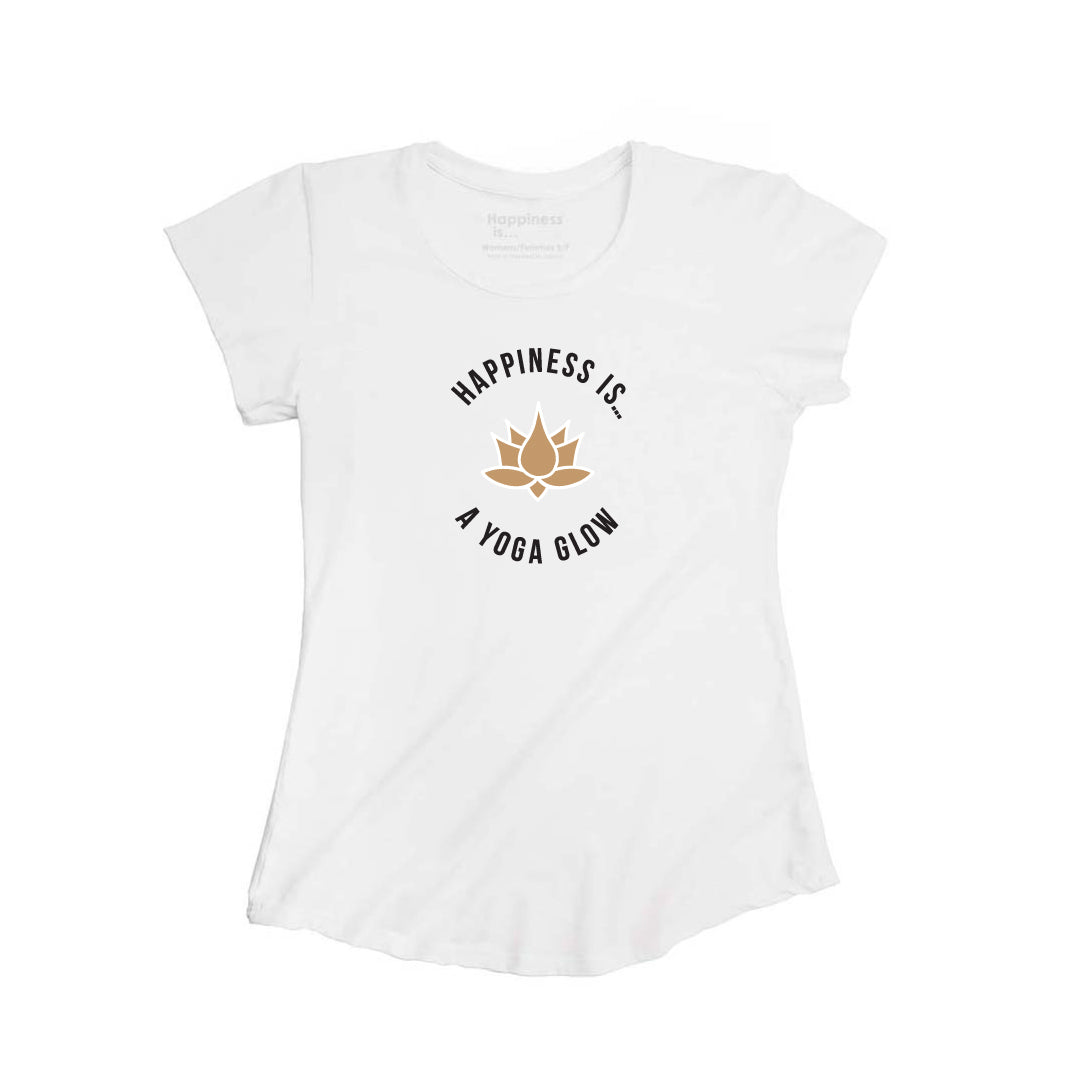 Women&#39;s Yoga Bamboo T-Shirt, White with Gold Foil