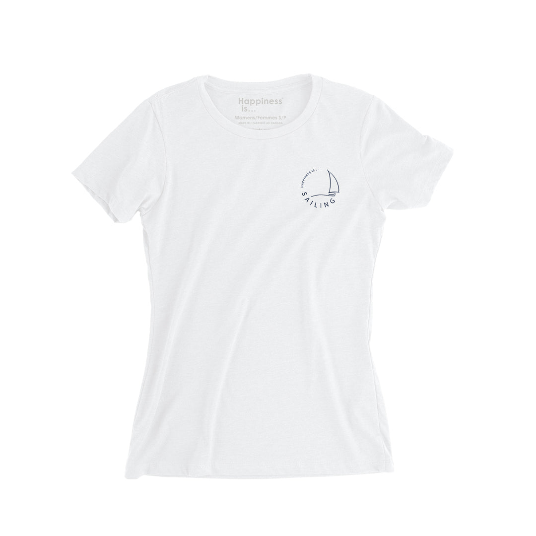 Women's Sailing T-Shirt, White with Navy